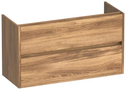 Brauer Adore - Onderkast Ondiep - 100 cm - met 2 Softclose Lades Greeploos en 1 Sifon Uitsparing - Honey