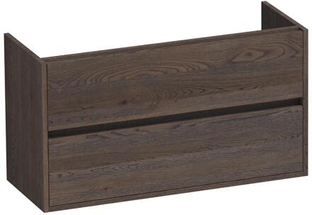 Brauer Adore - Onderkast Ondiep - 100 cm - met 2 Softclose Lades Greeploos en 1 Sifon Uitsparing - Lamellen Eiken Zwart