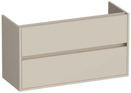 Brauer Adore - Onderkast Ondiep - 100 cm - met 2 Softclose Lades Greeploos en 1 Sifon Uitsparing - Mat Beige