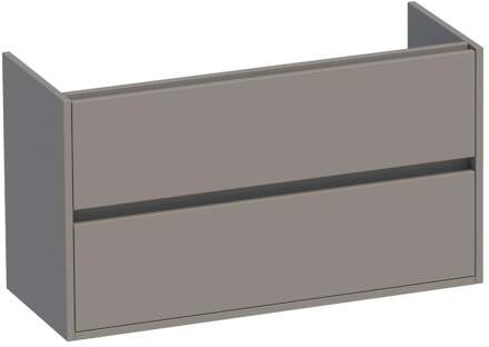 Brauer Adore - Onderkast Ondiep - 100 cm - met 2 Softclose Lades Greeploos en 1 Sifon Uitsparing - Mat Taupe