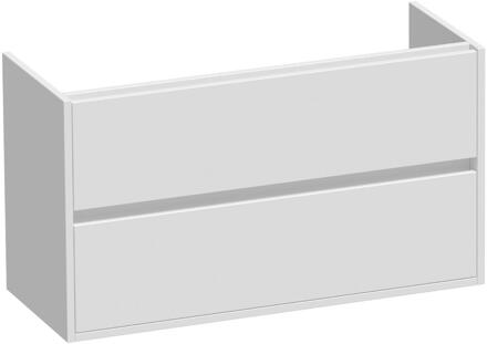 Brauer Adore - Onderkast Ondiep - 100 cm - met 2 Softclose Lades Greeploos en 1 Sifon Uitsparing - Mat Wit