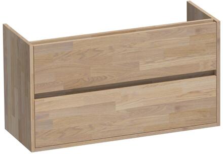 Brauer Adore - Onderkast Ondiep - 100 cm - met 2 Softclose Lades Greeploos en 1 Sifon Uitsparing - Vingerlas Eiken Grijs