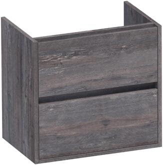 Brauer Adore - Onderkast Ondiep - 60 cm - met 2 Softclose Lades Greeploos en 1 Sifon Uitsparing - Driftwood