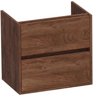 Brauer Adore - Onderkast Ondiep - 60 cm - met 2 Softclose Lades Greeploos en 1 Sifon Uitsparing - Forest Cacao