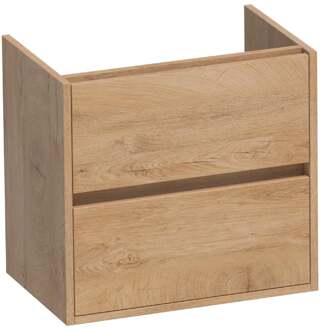 Brauer Adore - Onderkast Ondiep - 60 cm - met 2 Softclose Lades Greeploos en 1 Sifon Uitsparing - Forest Tan