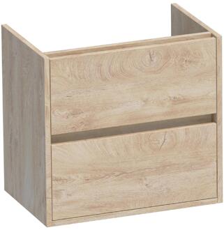 Brauer Adore - Onderkast Ondiep - 60 cm - met 2 Softclose Lades Greeploos en 1 Sifon Uitsparing - Forest Wheat