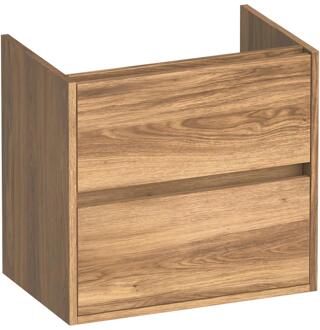 Brauer Adore - Onderkast Ondiep - 60 cm - met 2 Softclose Lades Greeploos en 1 Sifon Uitsparing - Honey