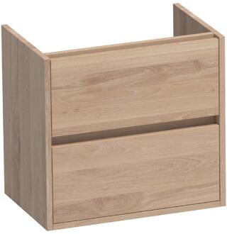 Brauer Adore - Onderkast Ondiep - 60 cm - met 2 Softclose Lades Greeploos en 1 Sifon Uitsparing - Lamellen Eiken Naturel