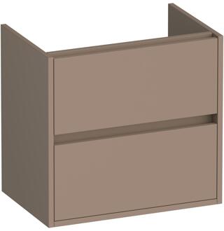 Brauer Adore - Onderkast Ondiep - 60 cm - met 2 Softclose Lades Greeploos en 1 Sifon Uitsparing - Mat Mokka