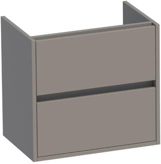 Brauer Adore - Onderkast Ondiep - 60 cm - met 2 Softclose Lades Greeploos en 1 Sifon Uitsparing - Mat Taupe