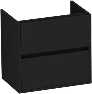 Brauer Adore - Onderkast Ondiep - 60 cm - met 2 Softclose Lades Greeploos en 1 Sifon Uitsparing - Mat Zwart