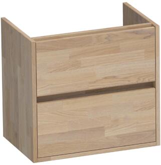 Brauer Adore - Onderkast Ondiep - 60 cm - met 2 Softclose Lades Greeploos en 1 Sifon Uitsparing - Vingerlas Eiken Grijs