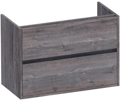Brauer Adore - Onderkast Ondiep - 80 cm - met 2 Softclose Lades Greeploos en 1 Sifon Uitsparing - Driftwood