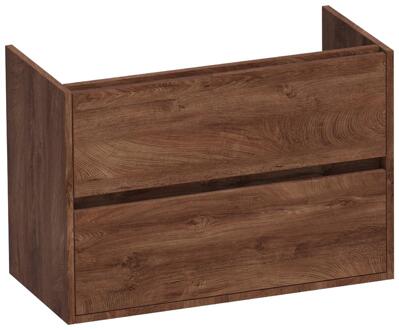 Brauer Adore - Onderkast Ondiep - 80 cm - met 2 Softclose Lades Greeploos en 1 Sifon Uitsparing - Forest Cacao