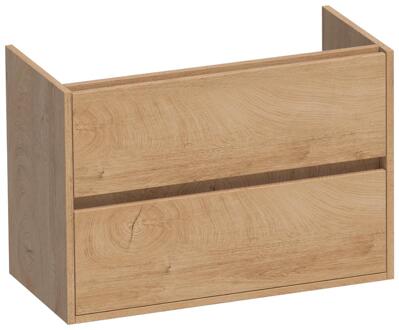 Brauer Adore - Onderkast Ondiep - 80 cm - met 2 Softclose Lades Greeploos en 1 Sifon Uitsparing - Forest Tan