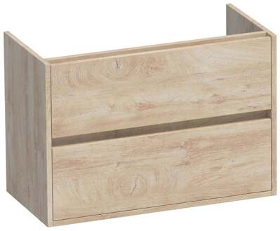 Brauer Adore - Onderkast Ondiep - 80 cm - met 2 Softclose Lades Greeploos en 1 Sifon Uitsparing - Forest Wheat