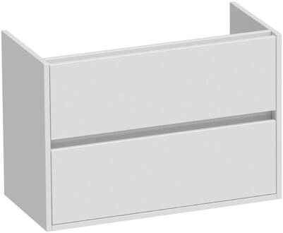 Brauer Adore - Onderkast Ondiep - 80 cm - met 2 Softclose Lades Greeploos en 1 Sifon Uitsparing - Hoogglans Wit