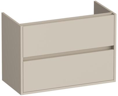 Brauer Adore - Onderkast Ondiep - 80 cm - met 2 Softclose Lades Greeploos en 1 Sifon Uitsparing - Mat Beige