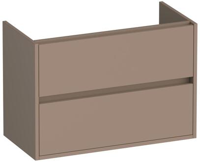 Brauer Adore - Onderkast Ondiep - 80 cm - met 2 Softclose Lades Greeploos en 1 Sifon Uitsparing - Mat Mokka