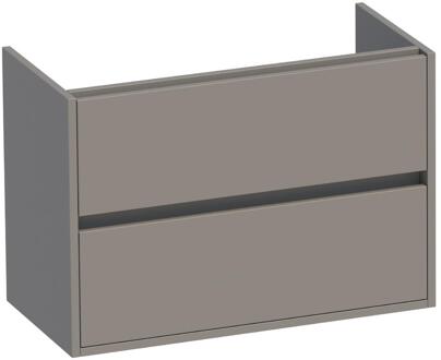 Brauer Adore - Onderkast Ondiep - 80 cm - met 2 Softclose Lades Greeploos en 1 Sifon Uitsparing - Mat Taupe