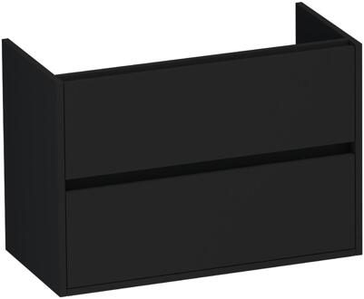 Brauer Adore - Onderkast Ondiep - 80 cm - met 2 Softclose Lades Greeploos en 1 Sifon Uitsparing - Mat Zwart