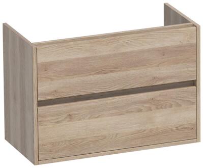 Brauer Adore - Onderkast Ondiep - 80 cm - met 2 Softclose Lades Greeploos en 1 Sifon Uitsparing - Sunlit