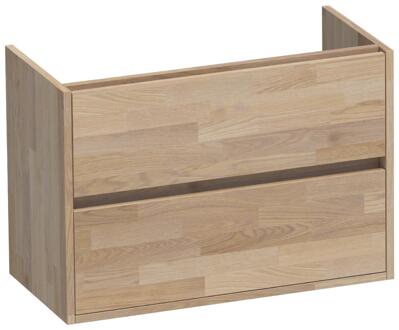 Brauer Adore - Onderkast Ondiep - 80 cm - met 2 Softclose Lades Greeploos en 1 Sifon Uitsparing - Vingerlas Eiken Grijs