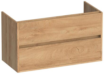 Brauer Adore Wavy - Onderkast - 100 cm - met 2 Softclose Lades Greeploos en 1 Sifon Uitsparing - Forest Tan