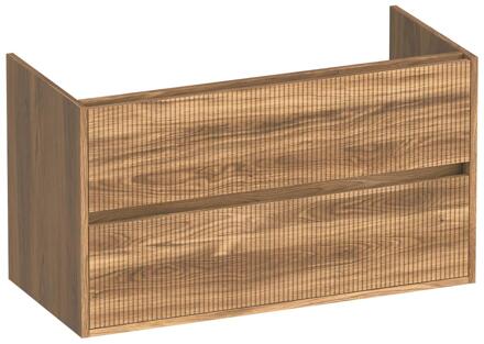 Brauer Adore Wavy - Onderkast - 100 cm - met 2 Softclose Lades Greeploos en 1 Sifon Uitsparing - Honey