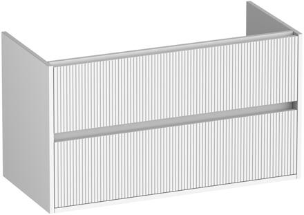 Brauer Adore Wavy - Onderkast - 100 cm - met 2 Softclose Lades Greeploos en 1 Sifon Uitsparing - Mat Wit