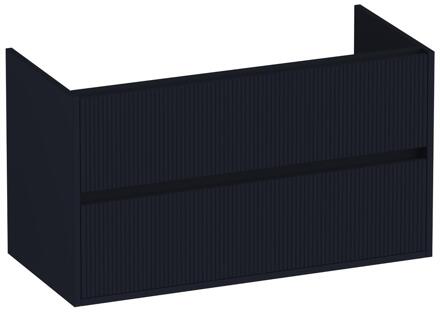 Brauer Adore Wavy - Onderkast - 100 cm - met 2 Softclose Lades Greeploos en 1 Sifon Uitsparing - Mat Zwart