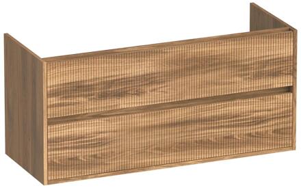 Brauer Adore Wavy - Onderkast - 120 cm - met 2 Softclose Lades Greeploos en 1 Sifon Uitsparing - Honey