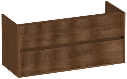 Brauer Adore Wavy - Onderkast - 120 cm - met 2 Softclose Lades Greeploos en 2 Sifon Uitsparingen - Forest Cacao