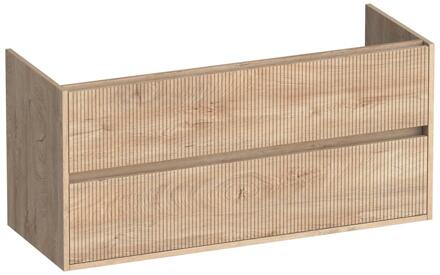 Brauer Adore Wavy - Onderkast - 120 cm - met 2 Softclose Lades Greeploos en 2 Sifon Uitsparingen - Forest Wheat