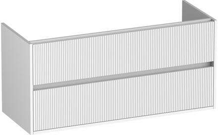 Brauer Adore Wavy - Onderkast - 120 cm - met 2 Softclose Lades Greeploos en 2 Sifon Uitsparingen - Mat Wit