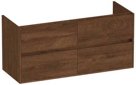 Brauer Adore Wavy - Onderkast - 120 cm - met 4 Softclose Lades Greeploos en 2 Sifon Uitsparingen - Forest Cacao