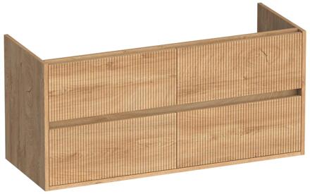 Brauer Adore Wavy - Onderkast - 120 cm - met 4 Softclose Lades Greeploos en 2 Sifon Uitsparingen - Forest Tan