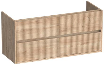 Brauer Adore Wavy - Onderkast - 120 cm - met 4 Softclose Lades Greeploos en 2 Sifon Uitsparingen - Forest Wheat