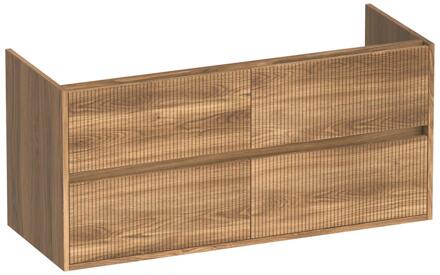 Brauer Adore Wavy - Onderkast - 120 cm - met 4 Softclose Lades Greeploos en 2 Sifon Uitsparingen - Honey