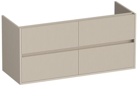 Brauer Adore Wavy - Onderkast - 120 cm - met 4 Softclose Lades Greeploos en 2 Sifon Uitsparingen - Mat Beige