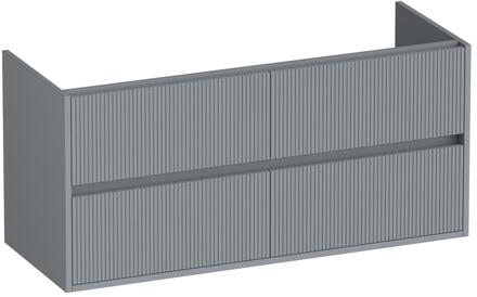 Brauer Adore Wavy - Onderkast - 120 cm - met 4 Softclose Lades Greeploos en 2 Sifon Uitsparingen - Mat Grijs