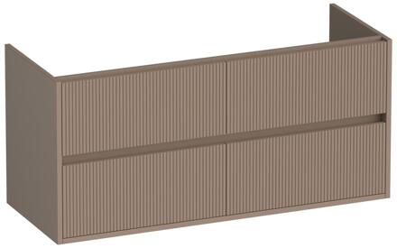 Brauer Adore Wavy - Onderkast - 120 cm - met 4 Softclose Lades Greeploos en 2 Sifon Uitsparingen - Mat Mokka