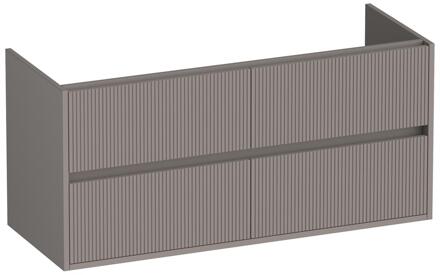 Brauer Adore Wavy - Onderkast - 120 cm - met 4 Softclose Lades Greeploos en 2 Sifon Uitsparingen - Mat Taupe