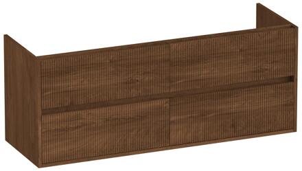 Brauer Adore Wavy - Onderkast - 140 cm - met 4 Softclose Lades Greeploos en 2 Sifon Uitsparingen - Forest Cacao
