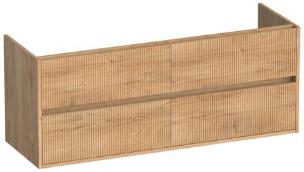 Brauer Adore Wavy - Onderkast - 140 cm - met 4 Softclose Lades Greeploos en 2 Sifon Uitsparingen - Forest Tan