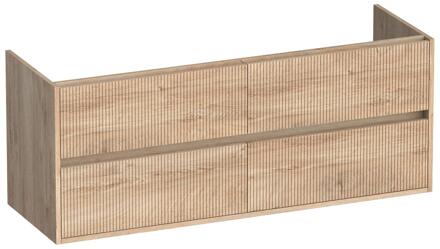 Brauer Adore Wavy - Onderkast - 140 cm - met 4 Softclose Lades Greeploos en 2 Sifon Uitsparingen - Forest Wheat