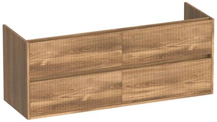 Brauer Adore Wavy - Onderkast - 140 cm - met 4 Softclose Lades Greeploos en 2 Sifon Uitsparingen - Honey