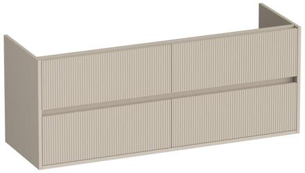 Brauer Adore Wavy - Onderkast - 140 cm - met 4 Softclose Lades Greeploos en 2 Sifon Uitsparingen - Mat Beige