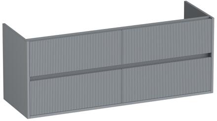 Brauer Adore Wavy - Onderkast - 140 cm - met 4 Softclose Lades Greeploos en 2 Sifon Uitsparingen - Mat Grijs