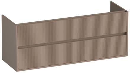 Brauer Adore Wavy - Onderkast - 140 cm - met 4 Softclose Lades Greeploos en 2 Sifon Uitsparingen - Mat Mokka